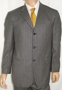 42R Zanetti $895 2-Piece Suit - Men 42 Charcoal Pinstripe Super 110's Wool 36x30