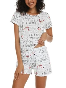 Womens Pajama Shorts Sets Cotton Pjs Summer Cute Sleepwear with Pockets XX-La... - Picture 1 of 6