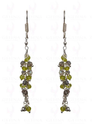 Peridot Labradorite #Gemstone Faceted Bead Earring In#925  #SterlingSilver - Image 1 of 3