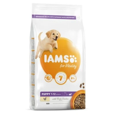 Dry Dog Food IAMS Vitality Puppy Large Breeds Fresh Chicken Complete 2kg or 12kg