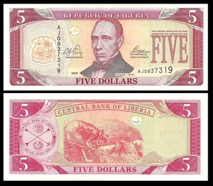 LIBERIA 5 DOLLARS 2003 P 26 UNC - Picture 1 of 1