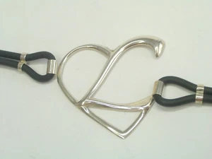 Bracelet with Heart And Initial " L " Silver 925 And Rubber - Bracelet - Picture 1 of 4