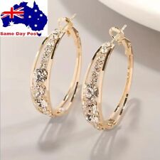 Women's Rhinestone Individual Accessory With Large Round Hoops Earrings