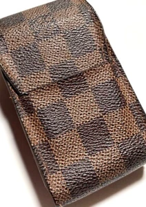 ESTUCHE DE CIGARRILLOS LOUIS VUITTON LV DAMIER PVC CUERO LOGOTIPO MARRÓN FRANCIA - Imagen 1 de 20