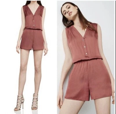 全新 BCBG MAXAZRIA 女士运动服 MIKAH SATIN ROMPER ACV9D684-713 尺寸 M — 第 1/4 张图片