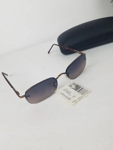 Small Rimless Women Sunglasses Wrap Around Rectangle Gradient Tint 2219CC Case - Picture 1 of 5