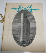 Guy Lombardo Signed Menu New Year's Eve at the Americana 1962 w/ note card