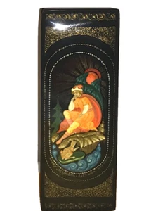 🔥LOOK🔥 PRINCESS FROG 24K Gold Genuine PALEKH Russian Hand-Painted lacquer Box - Picture 1 of 16