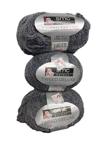 SMC Tweed Deluxe Alpaca Wool Blend Yarn Skeins 3 Grey Blue Color 07162 - Picture 1 of 5