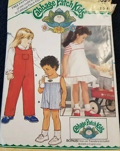 BUTTERICK 6596 Cabbage Patch Kids Girl & Doll Sewing Pattern Dress & Pants 2-3-4 - Picture 1 of 9