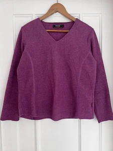 Maine New England - Women's Purple V-Neck Long Sleeve Fleece Jumper UK 16 Petite - Picture 1 of 8