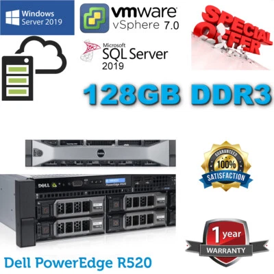DELL Poweredge R520 2x E5-2470v2 2.40Ghz 20-CORE 128GB DDR3 12TB SAS 7.2K H710 - Image 1 of 4