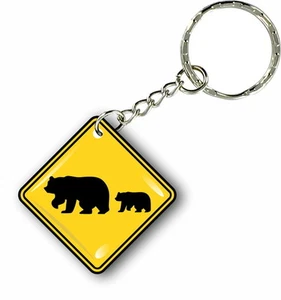 Schlüsselanhänger Schlüsselring Schlüsselring Auto Motorräder Bärenschild Warngrizzly - Bild 1 von 1