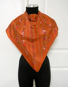 Golden Camel Multi-Color Floral Hand Rolled 100% Silk Scarf - Picture 1 of 6