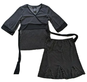 Speechless Girls Top/Skirt Set Size Med Black & White Polka Dot Flared Flounce - Picture 1 of 12