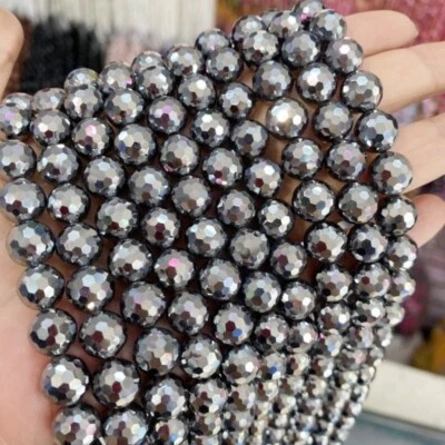 4/6/8/10/12mm Genuine Natural Shining Faceted Terahertz Beads for Jewelry Making - Image 1 of 3