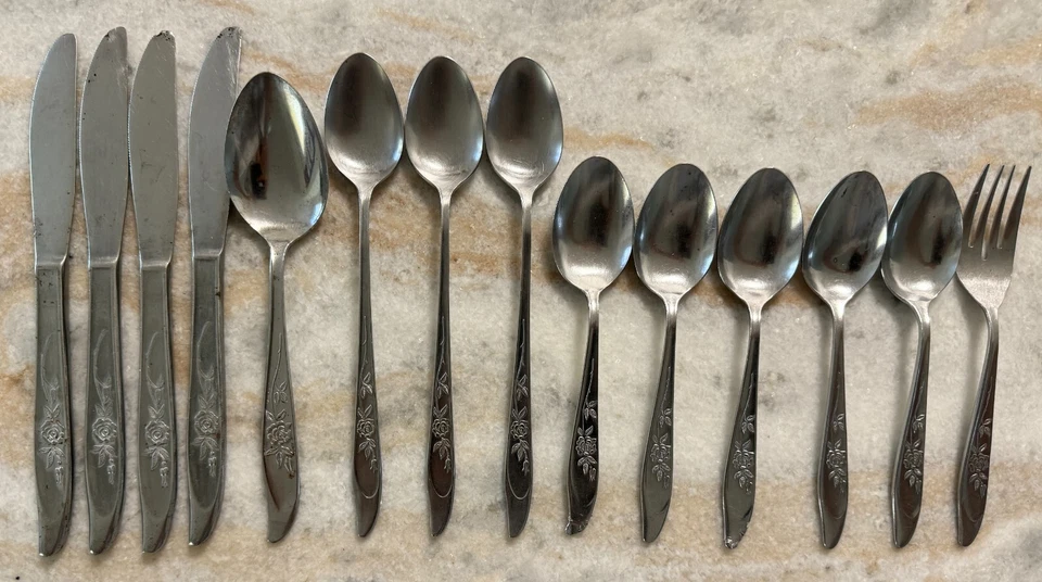 Juego de 14 piezas de colección mcm Silhouette SST1 patrón rosa acero inoxidable Japón Foto 1 de 4