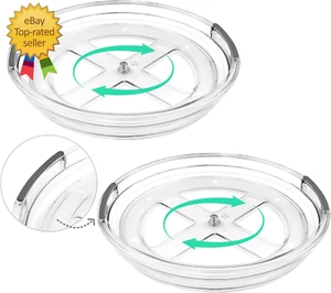 Clear Lazy Susan Organizer Turntable for Cabinet Table Top, 9.25 Inch 2 Pack 360 - Picture 1 of 12