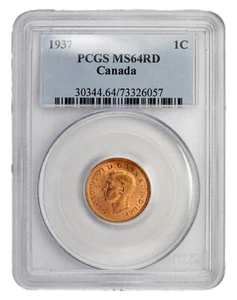 Canada 1937 1 Small Cent Coin - PCGS MS-64 Red - Picture 1 of 4