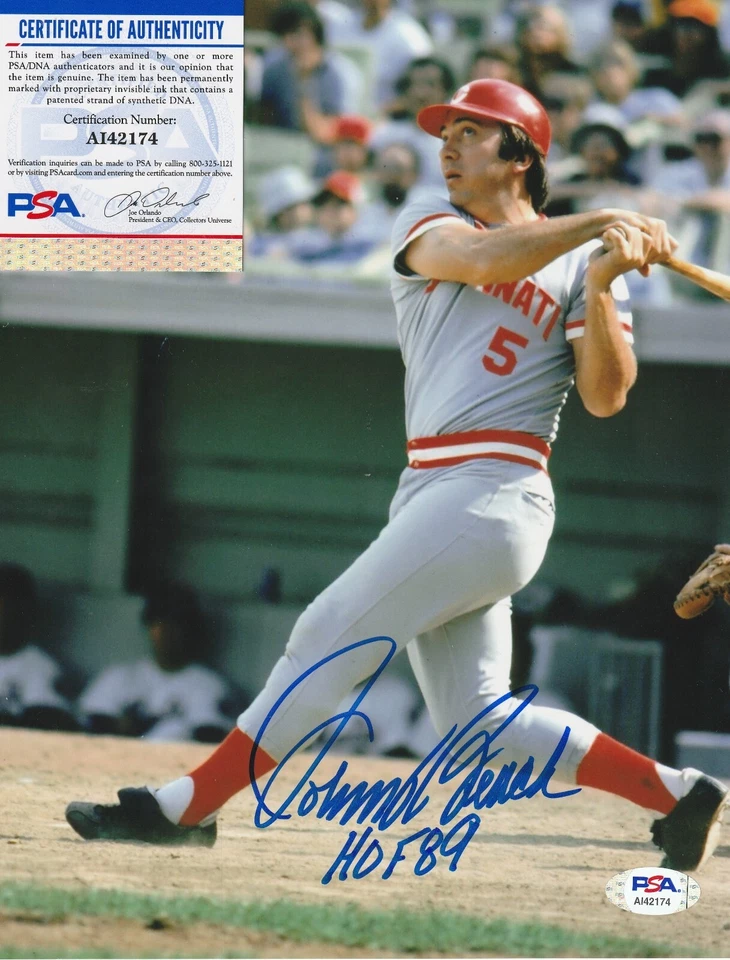 JOHNNY BENCH  CINCINNATI REDS  HOF 89  PSA AUTHENTICATED  ACTION SIGNED 8x10 - Image 1 of 1