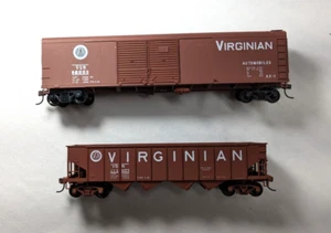 HO Scale Bowser VIRGINIAN 4-bay open hopper and 50' DD round top auto boxcar - Picture 1 of 14