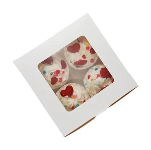 50 Pack Cupcake Boxes Bulk with Clear Display Window Hold 4 Standard Cupcakes... - Picture 1 of 7