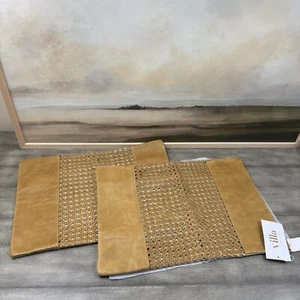 Pottery Barn/Villa Classic Concepts Caia Toscano Leather Lumbar Pillow Cover x2 - Picture 1 of 12