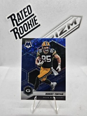 Robert Tonyan 2021 Panini Mosaic #83 No Huddle Blue Disco Prizm SSP /75 Packers  - Image 1 of 2