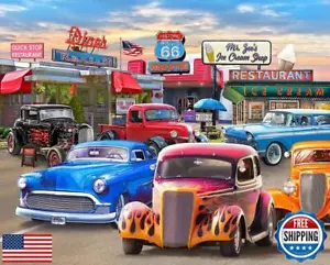 Springbok's Classic Car Show 1000 Piece Puzzle for Adults Showcases Hot Rods - Picture 1 of 5