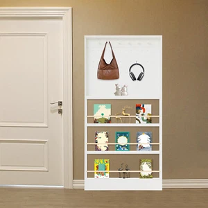 Estantería detrás de la puerta estantería para niños pequeños con tablero de clavijas gabinete de almacenamiento para juguetes y libros - Imagen 1 de 17