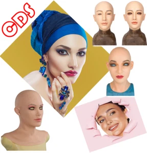 Silicone Realistic Female Face Mask Crossdresser Head Mask For women To Cosplay - Picture 1 of 28