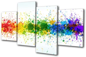 Abstract Colourful Paint Splashes MULTI CANVAS WALL ART Picture Print VA - Picture 1 of 1