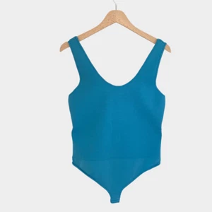A.L.C. Womens Bodysuit Tank Top Blue Sleeveless Scoop Neck Stretch Knit XL - Picture 1 of 9