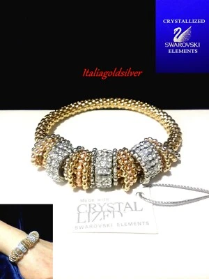 Bracciale Donna SWAROVSKI ORIGINALI Cristalli Oro e Argento 925 Tennis Gioielli - Immagine 1 di 4