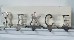 Pottery Barn PEACE versilberte Weihnachtsstrumpfhalter versilbert mit Box - Bild 1 von 11