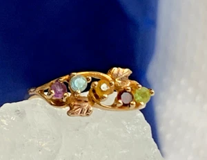 10K Yellow & Rose Gold Ring 2.3g Fine Jewelry Sz 7.75 Multi-Color Round Stones - Picture 1 of 24