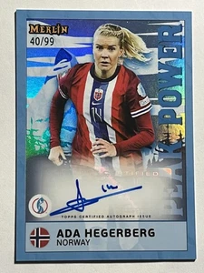 2025 Topps Merlin UEFA Women's Ada Hegerberg Peak Power BLUE AUTO #/99 Norway - Picture 1 of 6