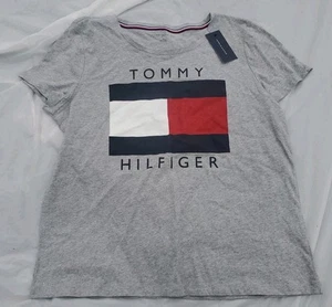 Tommy Hilfiger T-Shirt New Women's Size Large Heather Gray Logo Cotton - Picture 1 of 9