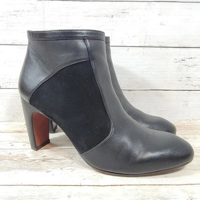 Chie Mihara black leather and suede heeled ankle boots EU 39.5 - Image 1 of 4