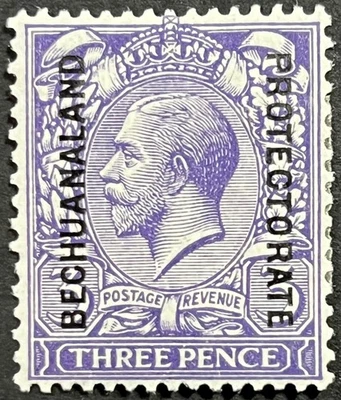 Bechuanaland, King George V with Overprint, 3 Pence, Scott 88, MH Fine-Very Fine - Image 1 of 2