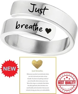 Anillo Just Breathe para Mujer Anillo Corazón Ajustable Acero Inoxidable Ajustable Sil - Imagen 1 de 6
