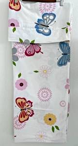 Linenwalas Twin Cotton Crisp White W Multicolor Butterflies & Florals Flat Sheet - Picture 1 of 11