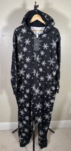 Fabletics $119 NEW Black Cozy Fleece Hoodie Suit Sz XL Mens Snowflakes Holiday - Picture 1 of 11