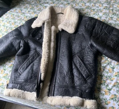 Chaqueta de bombardero de piel de oveja USAF G-8 MIL-J-1704B, talla L Foto 1 de 4