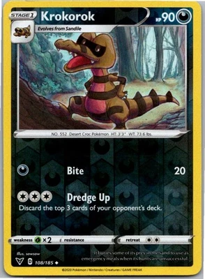Krokorok Uncommon SWSH04: Vivid Voltage 108/185 NM Reverse Holo - Image 1 of 2