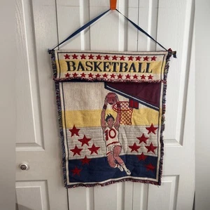 WTC 1996 Basketball gewebter Wandteppich Wandhänger Jungenzimmer Männerhöhle Vintage - Bild 1 von 6