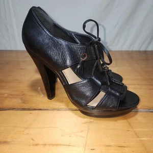 Sandalias de tacón de plataforma de cuero negro COACH Teagan - talla 8,5 - Imagen 1 de 9
