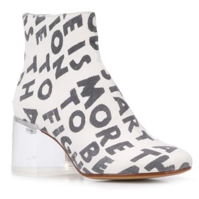 NUEVOS MM6 Maison Margiela Botines Estampado Texto Blanco Negro Graffiti EU 36 / US 6 Foto 1 de 4