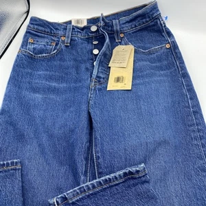 Levi's Women Original 501 Button Fly Straight Leg Jeans 25x32 Blue High Rise - Picture 1 of 7