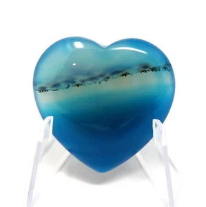 Blauer Achat Stein Herz #1195-35 mm oder 1,37 Zoll Valentinstag Liebe Taschen Edelstein - Bild 1 von 6